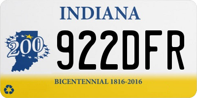 IN license plate 922DFR