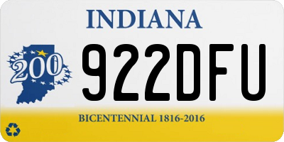 IN license plate 922DFU