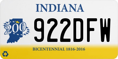 IN license plate 922DFW