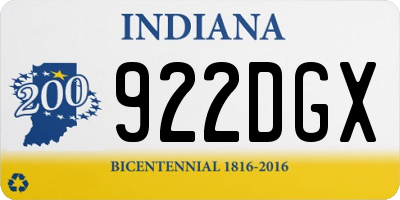 IN license plate 922DGX