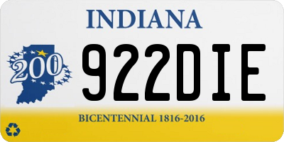 IN license plate 922DIE