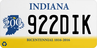 IN license plate 922DIK