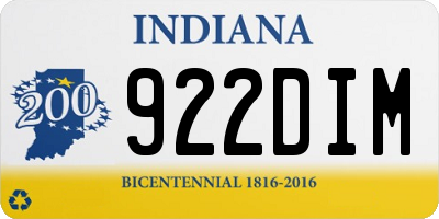 IN license plate 922DIM