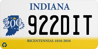 IN license plate 922DIT