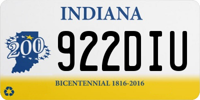 IN license plate 922DIU