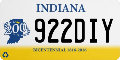 IN license plate 922DIY