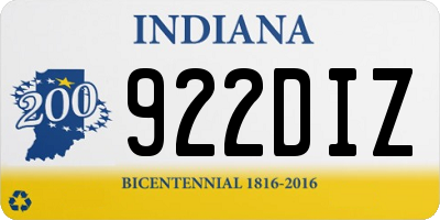 IN license plate 922DIZ