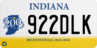IN license plate 922DLK