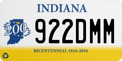 IN license plate 922DMM