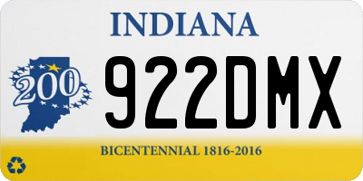 IN license plate 922DMX
