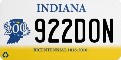 IN license plate 922DON