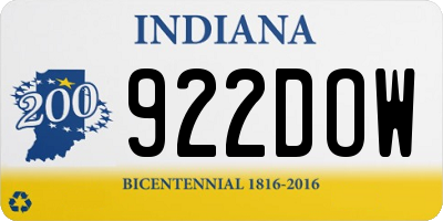 IN license plate 922DOW