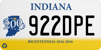 IN license plate 922DPE