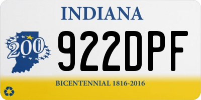 IN license plate 922DPF