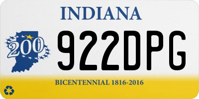 IN license plate 922DPG