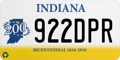 IN license plate 922DPR