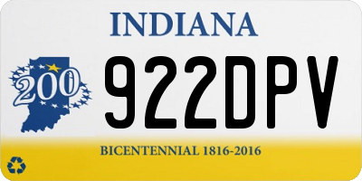 IN license plate 922DPV