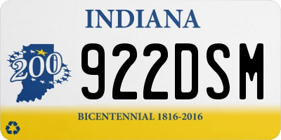 IN license plate 922DSM