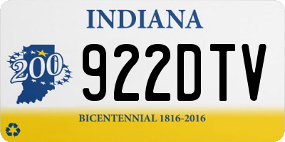 IN license plate 922DTV