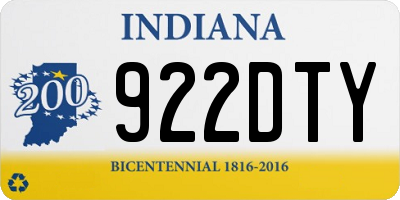 IN license plate 922DTY