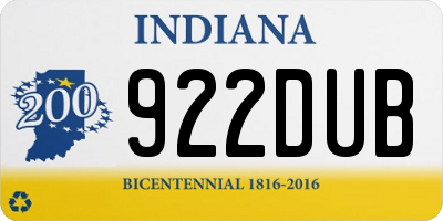 IN license plate 922DUB