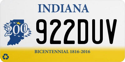 IN license plate 922DUV