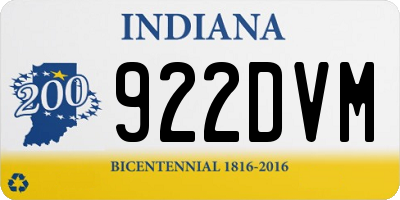 IN license plate 922DVM
