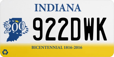 IN license plate 922DWK