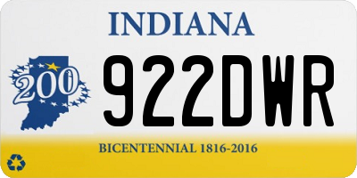 IN license plate 922DWR