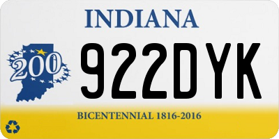 IN license plate 922DYK