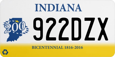 IN license plate 922DZX