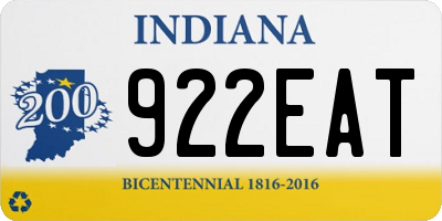 IN license plate 922EAT