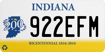 IN license plate 922EFM