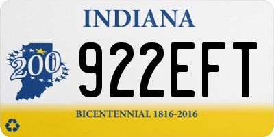 IN license plate 922EFT