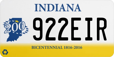 IN license plate 922EIR