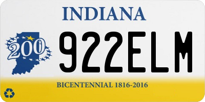 IN license plate 922ELM