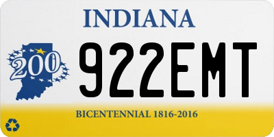 IN license plate 922EMT