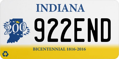 IN license plate 922END