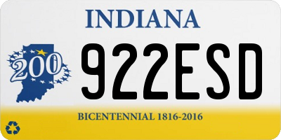 IN license plate 922ESD