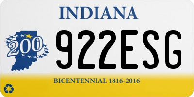 IN license plate 922ESG