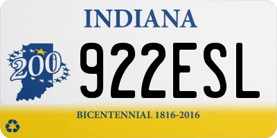 IN license plate 922ESL