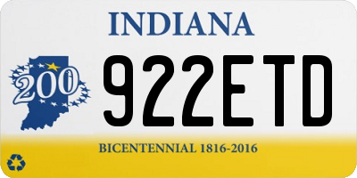 IN license plate 922ETD