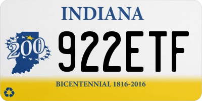 IN license plate 922ETF