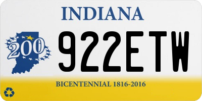 IN license plate 922ETW