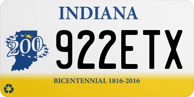 IN license plate 922ETX