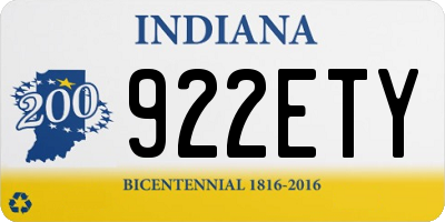 IN license plate 922ETY