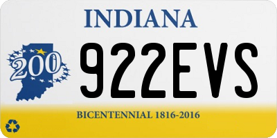 IN license plate 922EVS