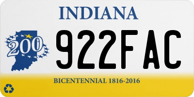 IN license plate 922FAC
