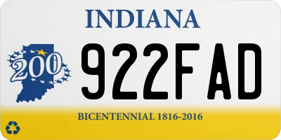 IN license plate 922FAD