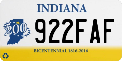 IN license plate 922FAF